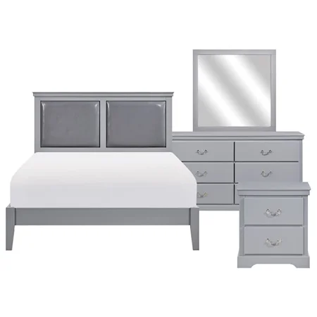 Contemporary 4-Piece Queen Bedroom Set with Upholstered Headboard