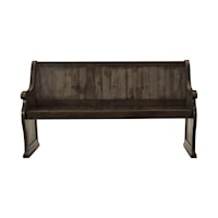 Traditional Dining Bench with Wood Armrests