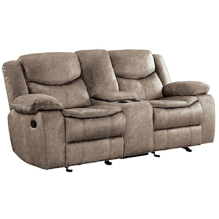 Casual Double Glider Reclining Loveseat with Console and Cupholders