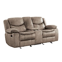 Casual Double Glider Reclining Loveseat with Console and Cupholders