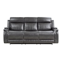 Transitional Reclining Sofa with Drop-Down Table