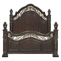 Traditional King Bed with Metal Scrollwork