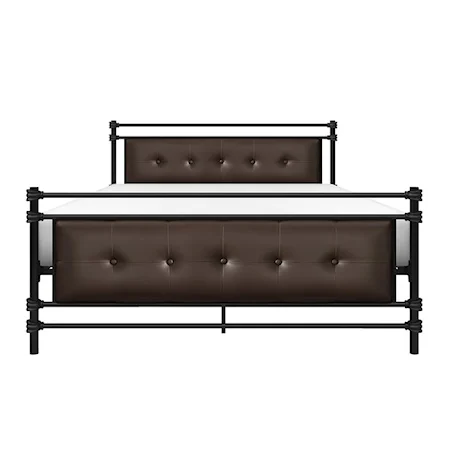 Transitional Full Platform Bed with Metal Frame