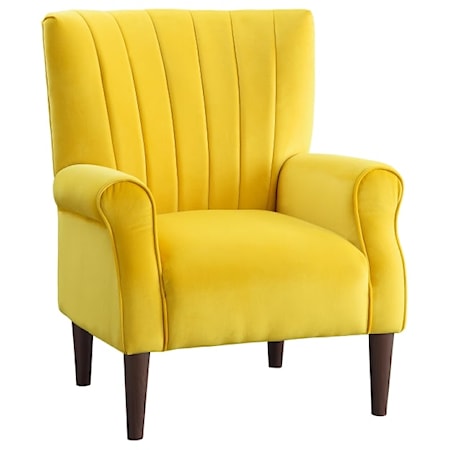 Transitional Accent Chair with Channel Tufting and Rolled Arms