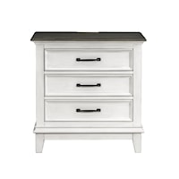 Casual Farmhouse 3-Drawer Nightstand with Outlets and USB Ports