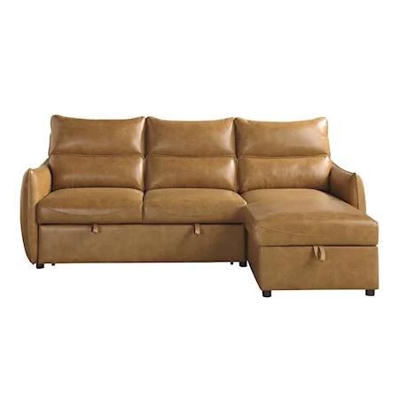 2-Piece Reversible Sectional with Pull-out Bed and Hidden Storage
