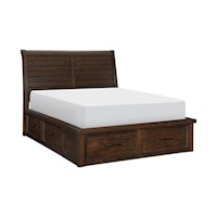 Transitional Queen Platform Bed with Footboard Storage