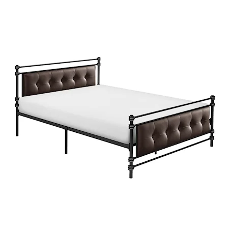 Transitional Full Platform Bed with Metal Frame