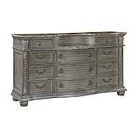 Traditional 11-Drawer Dresser with Marble Top