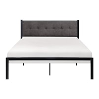 Contemporary Queen Platform Bed with Upholstered Headboard