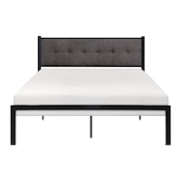 Contemporary Full Platform Bed with Upholstered Headboard