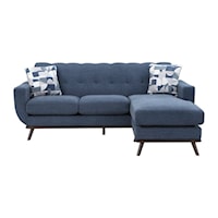 Mid-Century Modern Tufted Reversible Sofa Chaise with Splayed Legs