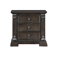 Traditional 3-Drawer Nightstand with Scrolled Accents