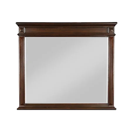 Transitional Square Mirror with Brown Finish