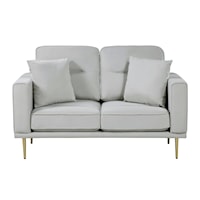 Contemporary Stationary Loveseat with Throw Pillows