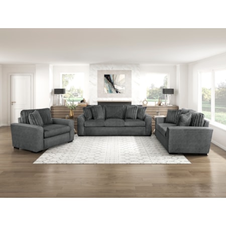 3-pc. Living Room Set w/Tapered Track Arms