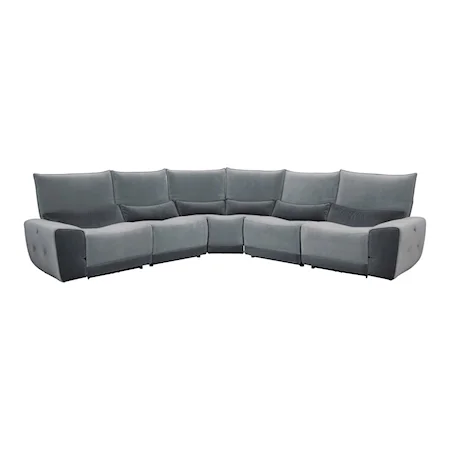 Transitional 5-Piece Reclining Sectional with Adjustable Headrests