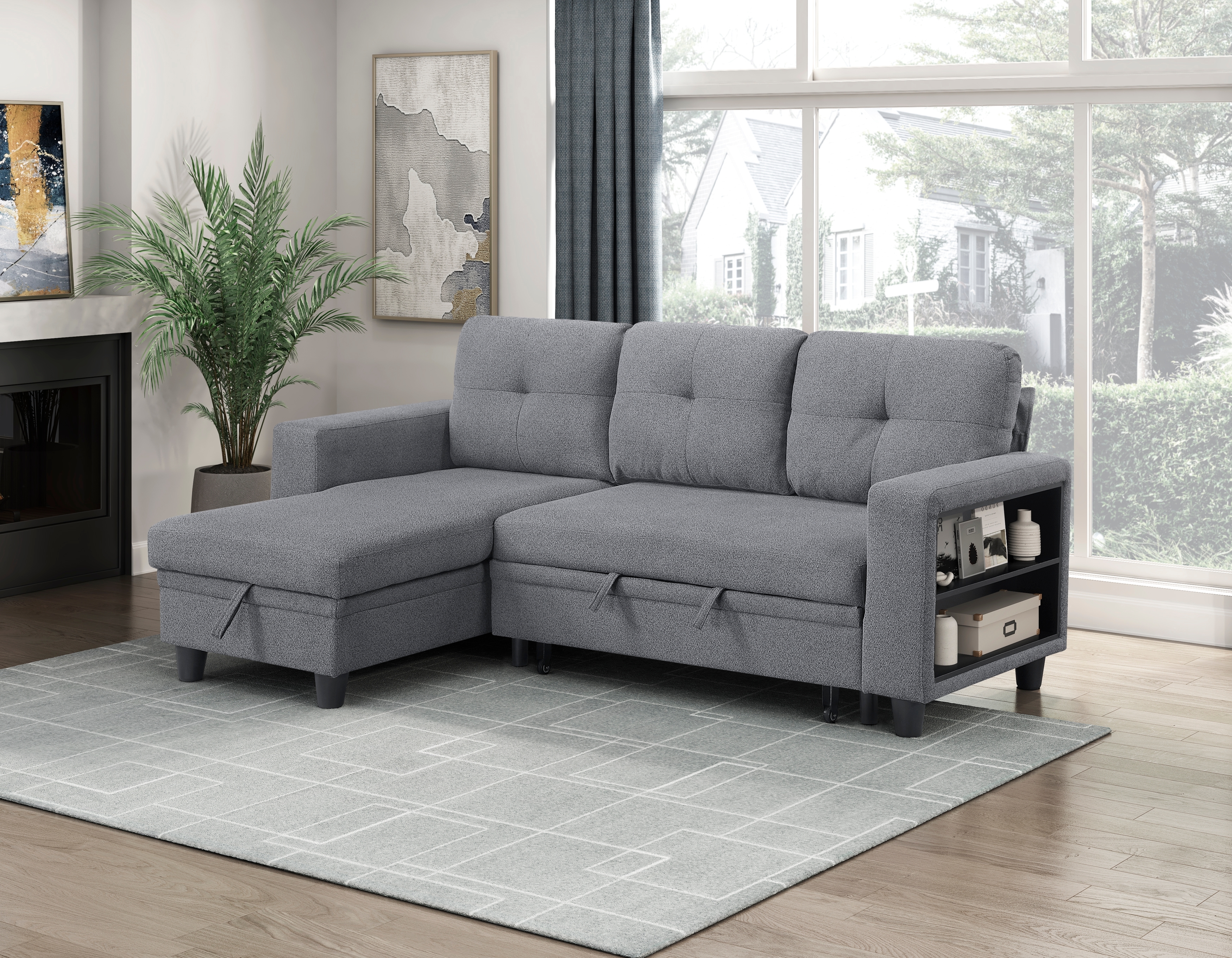 Homelegance Ansley 3-Piece Sectional Sofa with Pull-Out Bed