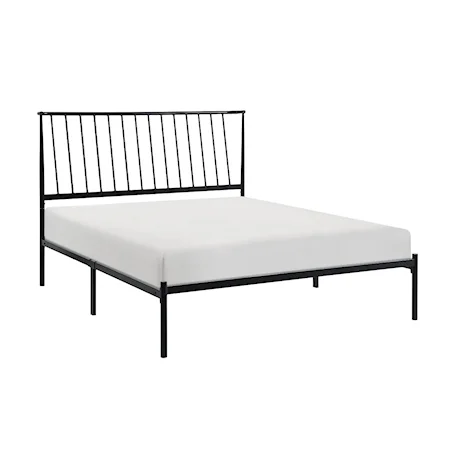 Transitional Queen Platform Bed with Metal Frame