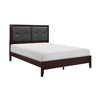 Contemporary Queen Bed with Faux Leather Headboard