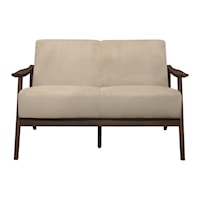 Mid-Century Modern Loveseat with Wooden Frame