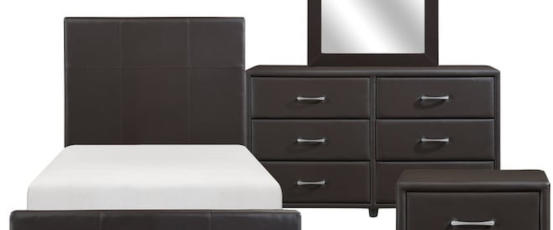 Contemporary 4-Piece Twin Bedroom Set with Upholstered Headboard