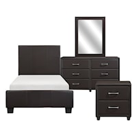 Contemporary 4-Piece Twin Bedroom Set with Upholstered Headboard