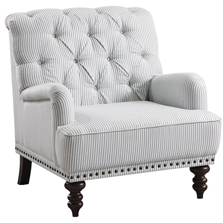 Traditional Tufted Accent Chair with Nailheads