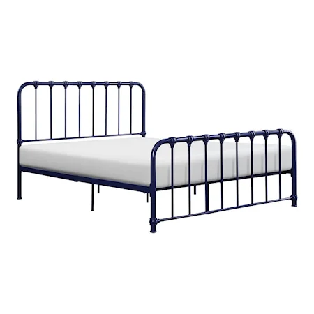 Transitional Queen Platform Bed with Metal Frame