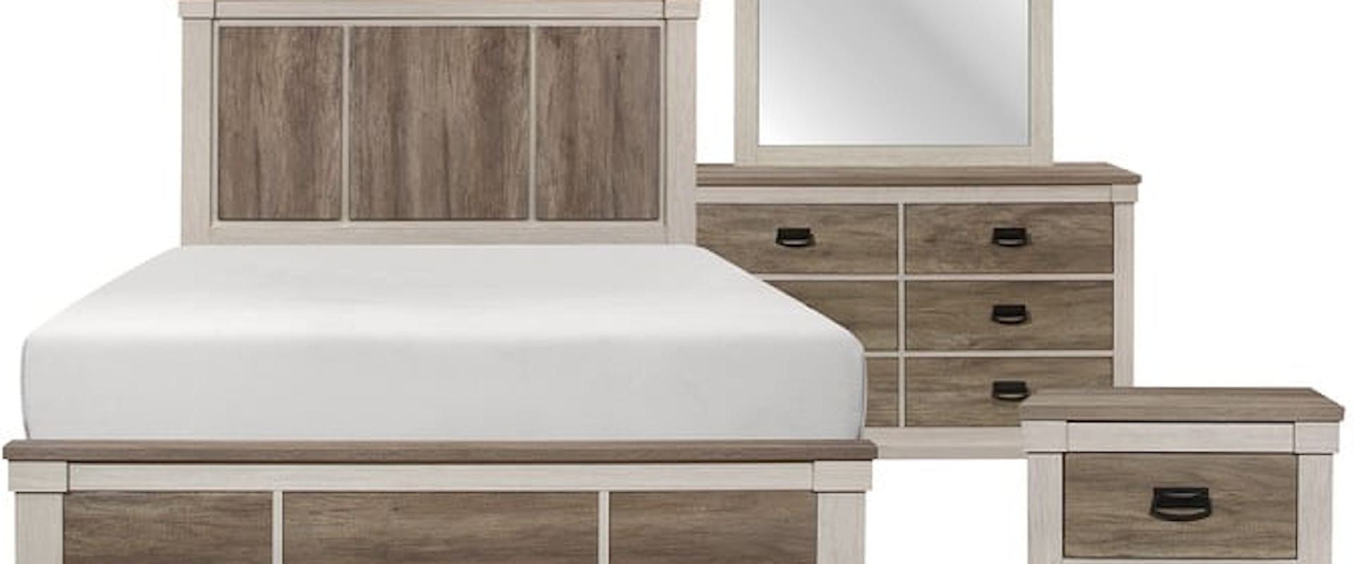 Contemporary 4-Piece Queen Bedroom Set with Panel Headboard