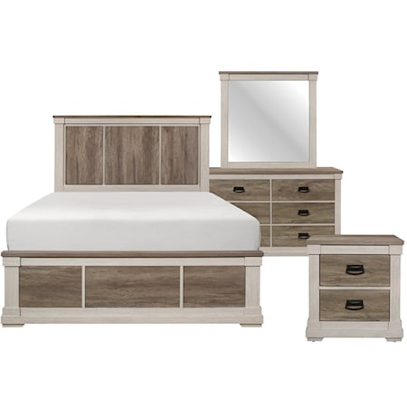 Contemporary 4-Piece Queen Bedroom Set with Panel Headboard