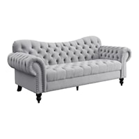 Glam Sofa with Tufting and Rolled Arms