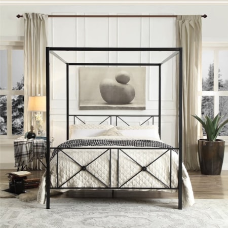 Queen Metal Canopy Platform Bed