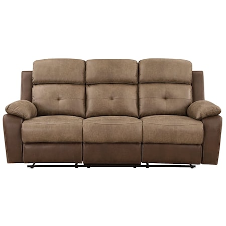 Casual Double Reclining Sofa with Pillow Armrests