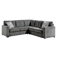 Casual 3-Piece Sectional with Bed and Ottoman