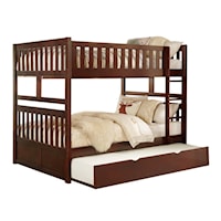 Transitional Full/Full Bunk Bed with Twin Trundle