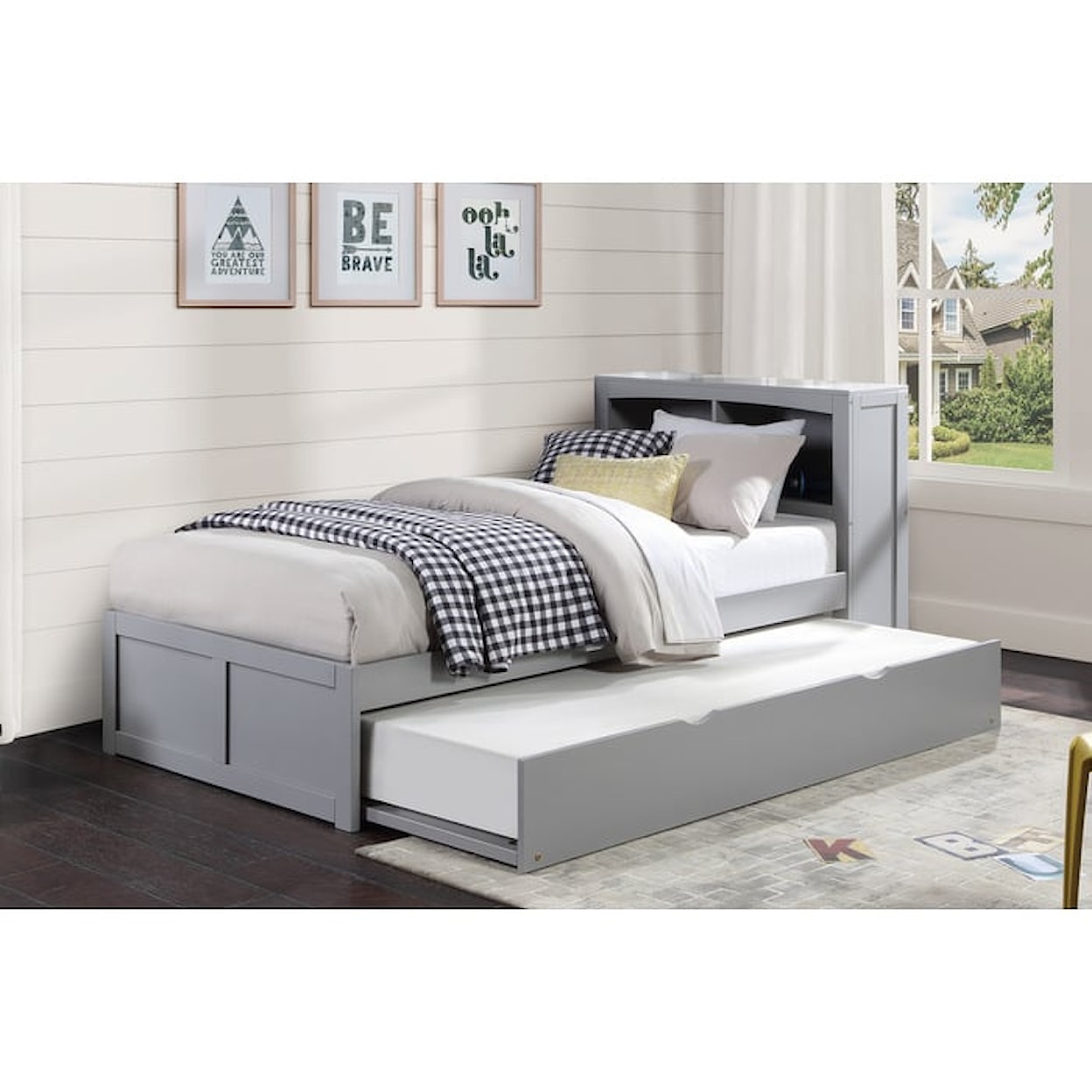 Homelegance Orion Twin Bookcase Bed with Twin Trundle