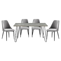 Contemporary 5-Piece Dining Set with Upholstered Seats