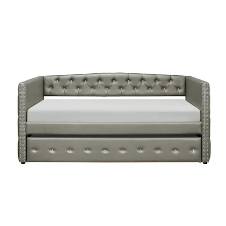 Glam Daybed with Trundle & Crystal Button-Tufting