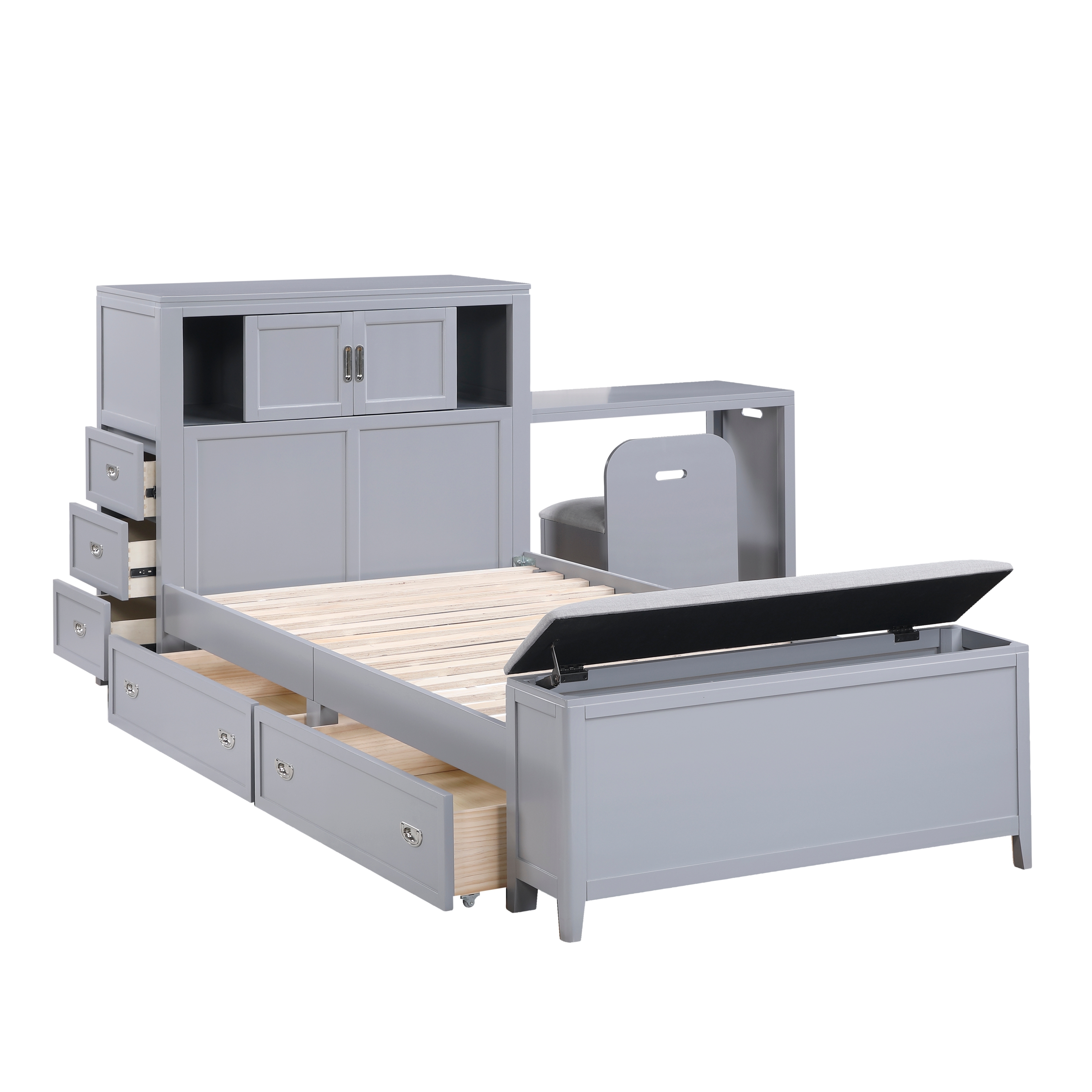 Homelegance Sloane Twin Bookcase Bed with Hidden Desk