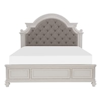 Traditional King Bed with Upholstered Headboard