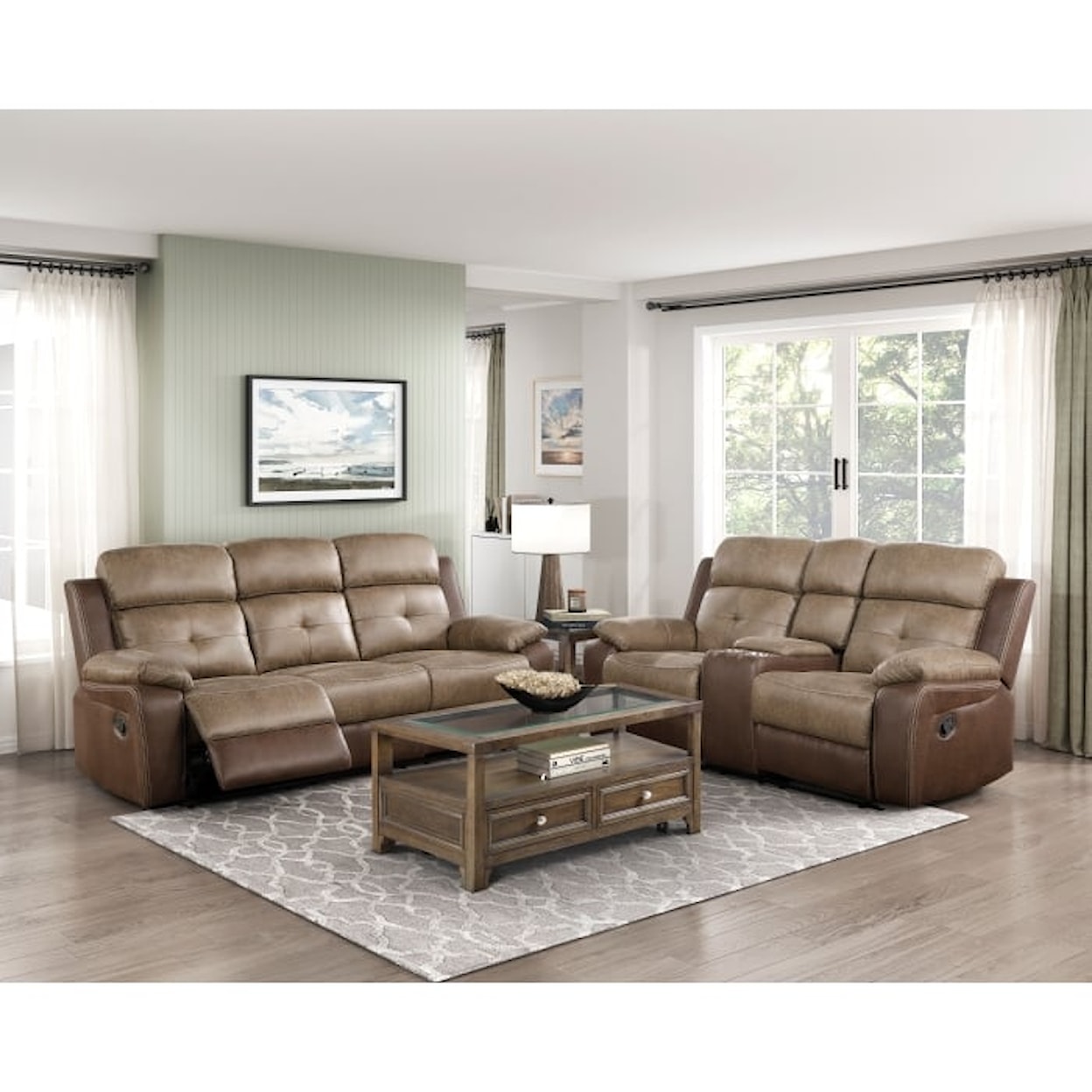 Homelegance Furniture Glendale Reclining Love Seat with Center Console