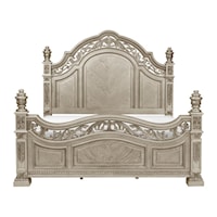 Traditional California King Bed with Metal Scrollwork