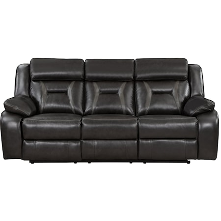 Contemporary Manual Double Reclining Sofa with Pillow Arms