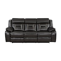 Contemporary Manual Double Reclining Sofa with Pillow Arms