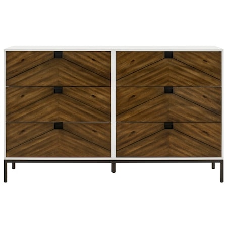 Contemporary 6-Drawer Dresser with Chevron Design