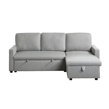 Transitional 2-Piece Reversible Sectional with Pull-out Bed and Hidden Storage