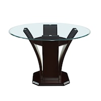 Contemporary Round Dining Table with Glass Top