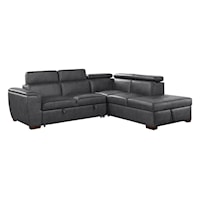 Contemporary 2-Piece Sectional with Pull-Out Bed and Chaise Storage