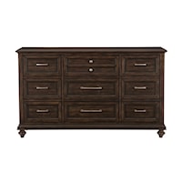 Transitional 9-Drawer Dresser with Dovetailing Drawers